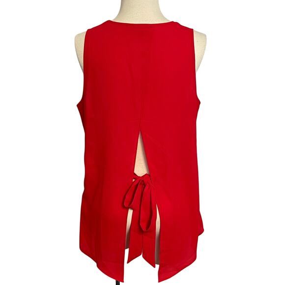 Express Women’s Tank Top Blouse Red V-Neck Tie Back Size Medium - Picture 2 of 5